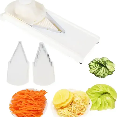 Coupe Légumes Multifonction Blanc – Lame En V En Acier Inoxydable