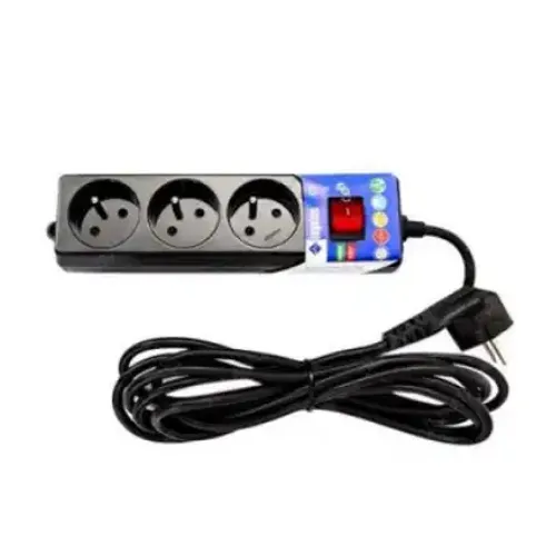 Rallonge Multi-prises 3 Ports 2p+terre 1,5 M Avec Interrupteur – Couleur Noir