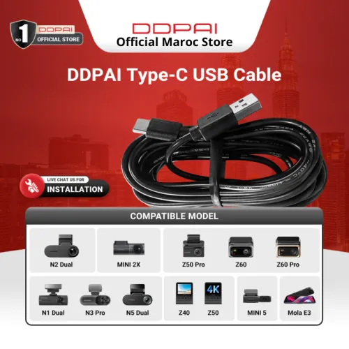 Ddpai Dash Cam Type-c Usb Power Cable