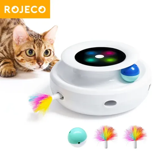 Jouet Interactif Chat Automatique Rojeco 2-en-1 | Plume & Balle Connectées