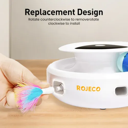 Jouet Interactif Chat Automatique Rojeco 2-en-1 | Plume & Balle Connectées