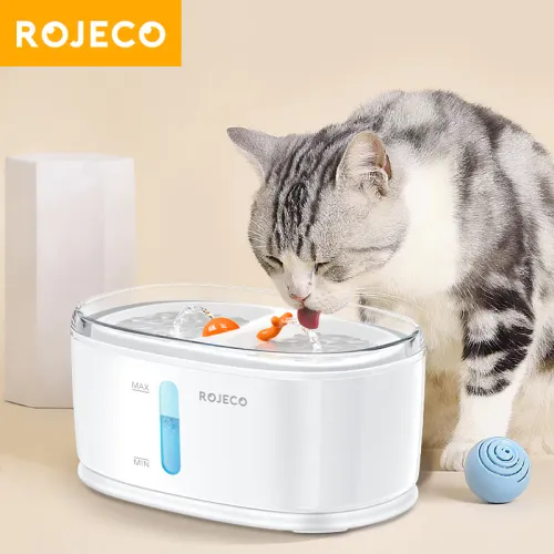 Rojeco Fontaine À Eau Chat Automatique 2.5l – Pompe Sans Fil Silencieuse