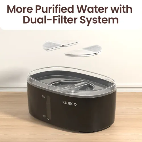 Rojeco 2.5l Dual Pet Water Fountain - Automatic Cat Water Dispenser With Filter