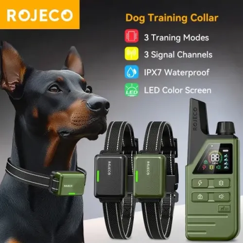 Collier De Dressage Rojeco 2 Colliers – Télécommande 300m, Étanche Ipx7 & Rechargeable !