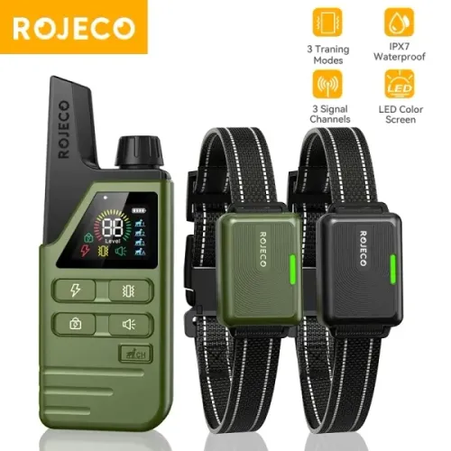 Collier De Dressage Rojeco 2 Colliers – Télécommande 300m, Étanche Ipx7 & Rechargeable !