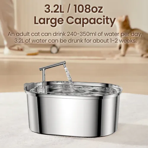Fontaine À Eau Pour Chat Rojeco 3.2l Stainless Steel Cat Water Fountain