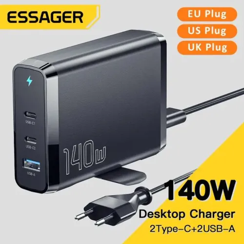 Essager Chargeur De Bureau 140w Gan Usb Type C , Charge Rapide Qc4.0, Pd3.0