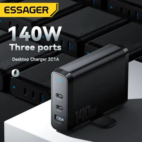 Essager Chargeur De Bureau 140w Gan Usb Type C , Charge Rapide Qc4.0, Pd3.0