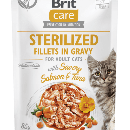 Aliment Humide Chat Sterilized Fillets In Gravy With Savory Salmon &tuna 85 G