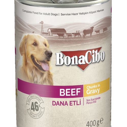 Bonacibo Pâté Premium Pour Chien Au Bœuf – Morceaux En Sauce 395g