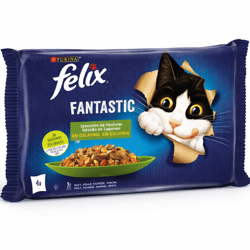 Felix Fantastic Sélection De Légumes En Gelée Multipack 4 Sachets –z Aliment Humide Pour Chats Adultes