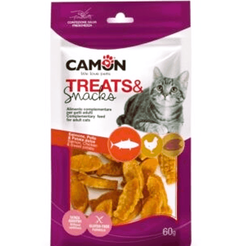 Camon Friandises Pour Chats Saumon, Poulet Et Patate Douce 60g
