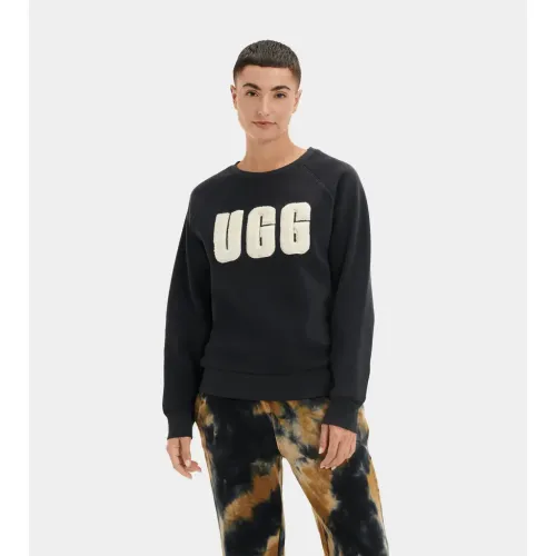 Madeline Fuzzy Logo Crewneck Black / Cream