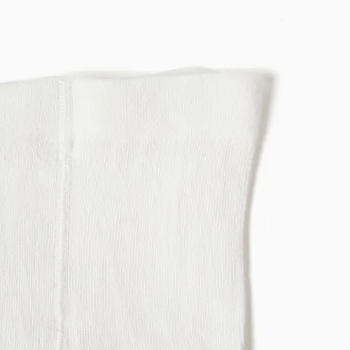 Ribbed tights with lurex threads for baby girls, white/golden