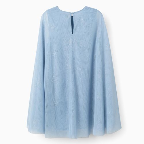 Sleeveless Tulle Dress With Cape Sleeves And Glitter