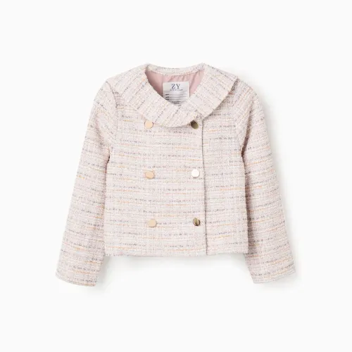 Veste en tweed à col marin et plis 