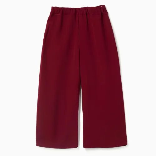 Wide leg trousers with front pleats for girls, dark red