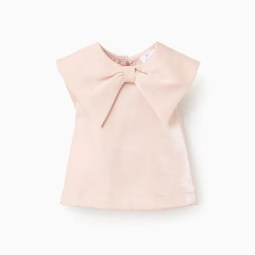 Sleeveless blouse with bow collar for girls, light pink