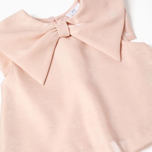 Sleeveless blouse with bow collar for girls, light pink