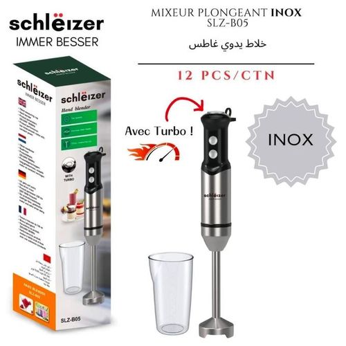 Schlëizer Mixeur Plongeant Turbo En Inox Alimentaire Professionnel + Tasse 700ml