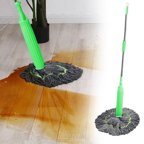 Mop 2-en-1 À Essorage Automatique Avec Tête En Fibre De Bambou – Nettoyage À 360 Degrés Pour Tous Les Sols