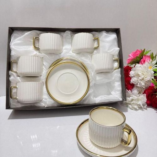 Set De 6 Grands Tasses À Café En Porcelaine 200 Ml Avec Sous Tasse – Élégance Et Raffinement Intemporel
