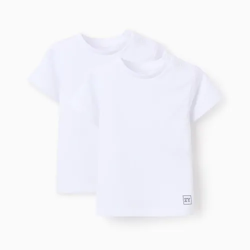 Pack 2 T-shirts Unis En Coton Pour Bébé Garçon
