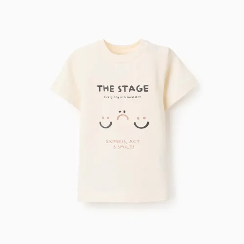 T-shirt En Jersey De Coton Pour Bébé Garçon Smiley, Beige