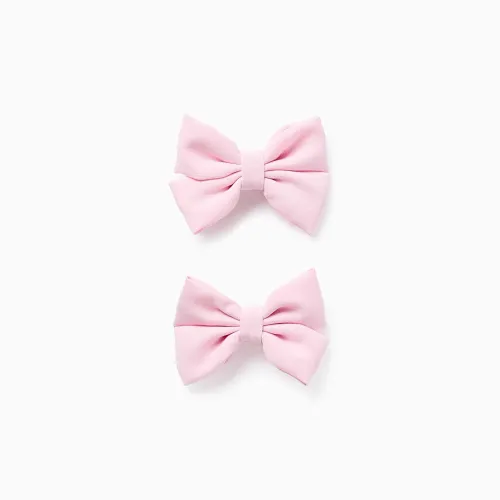 Pack Of 2 Hair Clips With Fabric Bows For Babies And Girls, Pink
