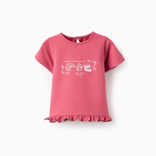 Cotton T-shirt With Ruffles For Baby Girls Sweet