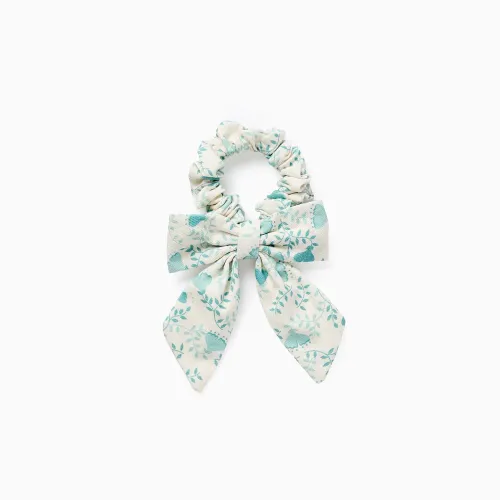 Chouchou Floral Avec Nœud Pour Bébé Et Fille, Blanc/vert