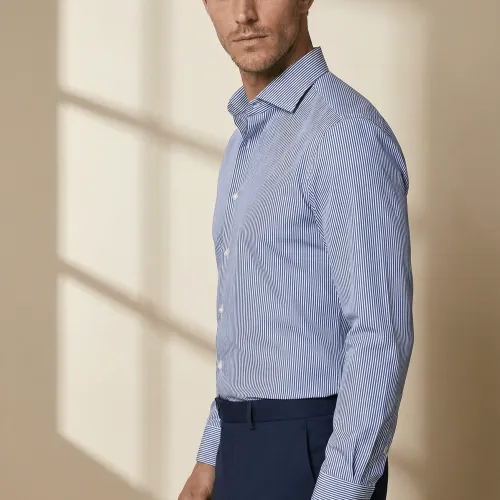 Napoli – Blue Striped Italian Shirt