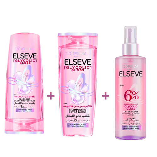 Glycolic Gloss Shampooing + Démêlant Gloss Protecteur + ultra Gloss Coffret