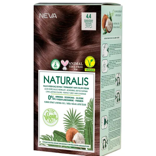Naturalis Hair Color Cream Set-4.4 Chestnut Brown Vegan 60 Ml + 60 Ml