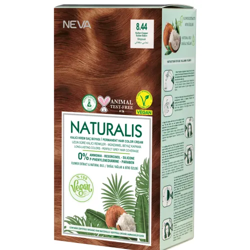 Naturalis Hair Color Cream Set-8.44 Sultan Copper Vegan 60 Ml + 60 Ml