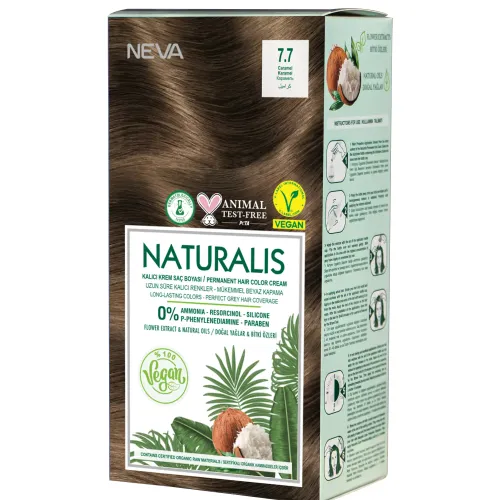 Naturalis Hair Color Cream Set-7.7 Caramel Vegan 60 Ml + 60 Ml