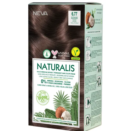 Naturalis Hair Color Cream Set-6.77 Hot Chocolate Vegan 60 Ml + 60 Ml