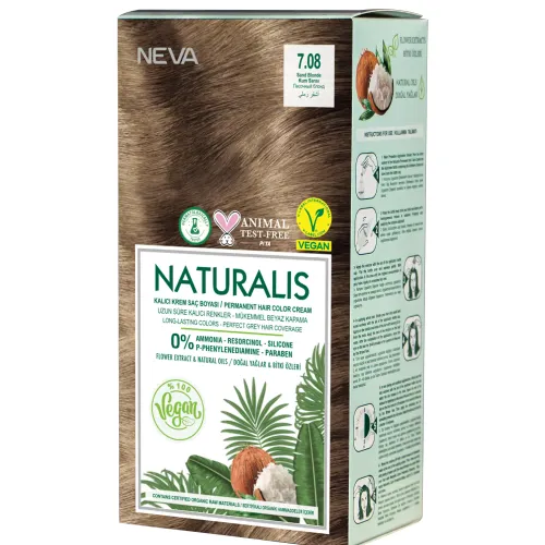 Naturalis Hair Color Cream Set-7.08 Sand Blonde Vegan 60 Ml + 60 Ml