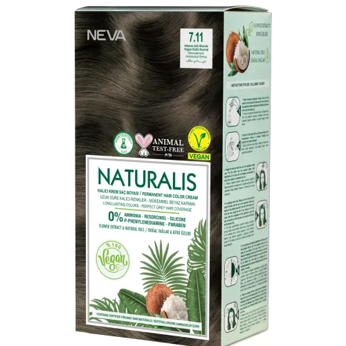 Naturalis Hair Color Cream Set-7.11 Intense Ash Blonde Vegan 60 Ml + 60 Ml