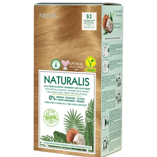 Naturalis Hair Color Cream Set-9.3 Light Golden Blonde Vegan 60 Ml + 60 Ml