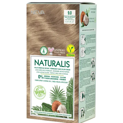 Naturalis Hair Color Cream Set-9.0 Intense Very Light Blonde Vegan 60 Ml+60 Ml