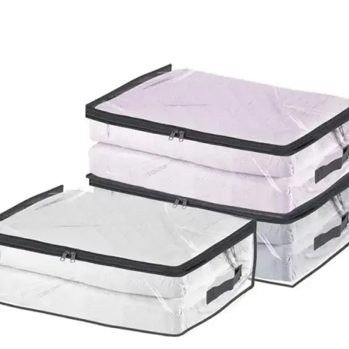 Lot De 3 Sacs De Rangement Rectangulaires En Pvc Transparent – Pliables Et Polyvalents