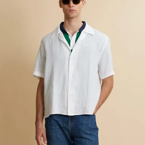 Chemise Bowling Homme En Pur Lin Coupe Décontractée Estivale Varoun