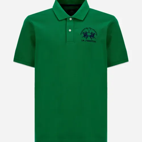 Polo Homme Manches Courtes En Piqué Stretch Avec Logo Iconic Team - Miguel