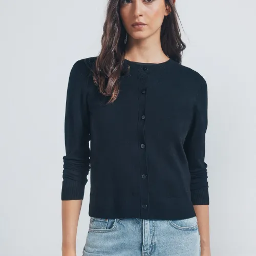 Cardigan Boutonné À Col Rond En Viscose
