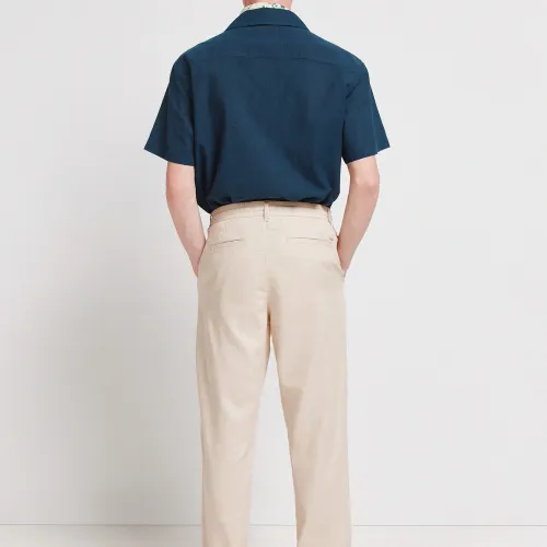 Pantalon Coupe Droite En Dobby