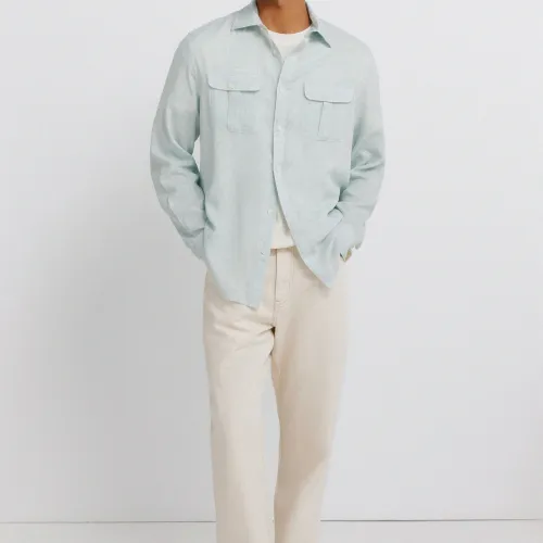 Chemise Lin Et Viscose Fil-à-fil 2 Poches