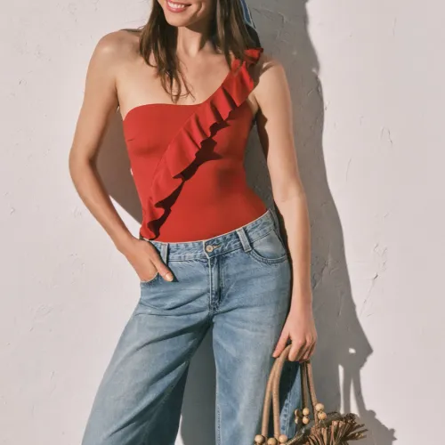Maillot Gainant Asymétrique À Volants