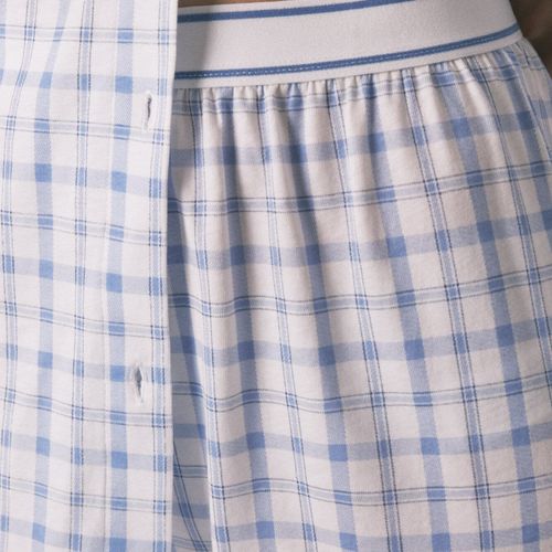Pyjama Chemise En Coton À Carreaux