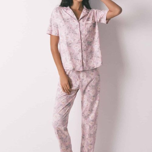 Pyjama Chemise Longue Fleurie 100% Coton